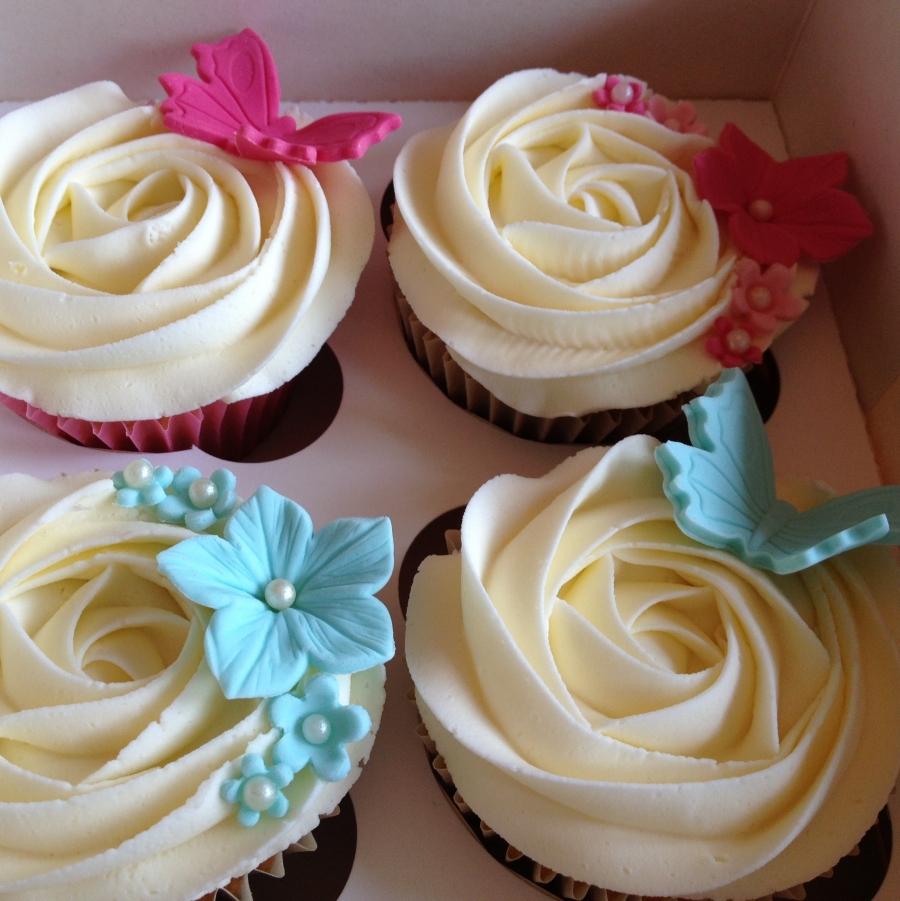 Flowers and Butterfly Cupcake Cake