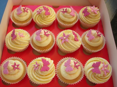 Flowers and Butterfly Cupcake Cake