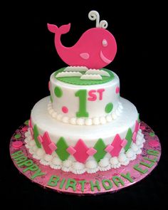 Girl Whale Birthday Cake