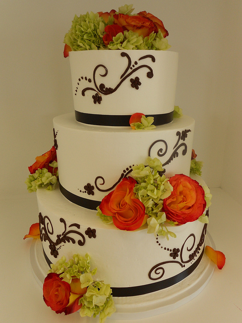 Green and Orange Wedding Cake