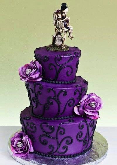 Halloween Black and Purple Wedding Cakes Halloween Black and Purple Wedding Cakes