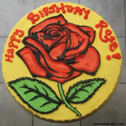 Happy Birthday Rose Cake with Name