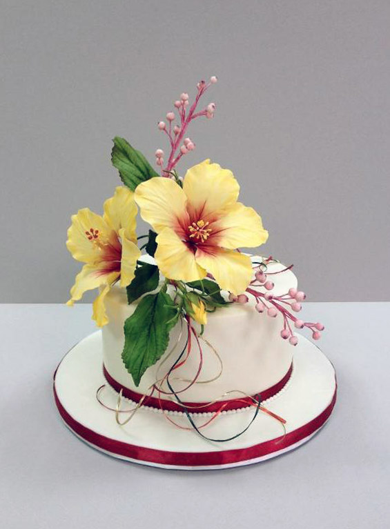 Hawaiian Flower Wedding Cake