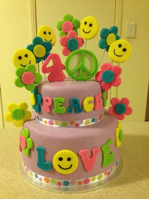 Hippie Peace Birthday Cake