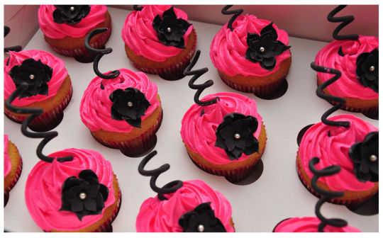Hot Pink and Black Cupcakes