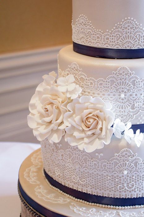 Lace Buttercream Wedding Cake