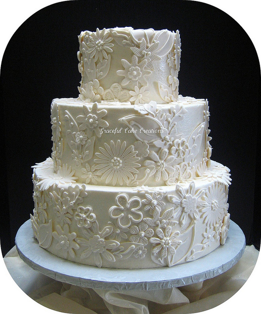 Lace Wedding Cake with Fondant