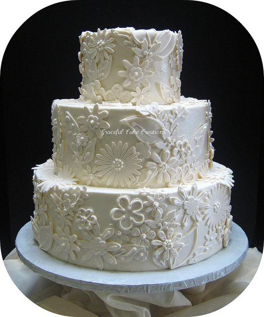 Lace Wedding Cake with Fondant Lace Wedding Cake with Fondant
