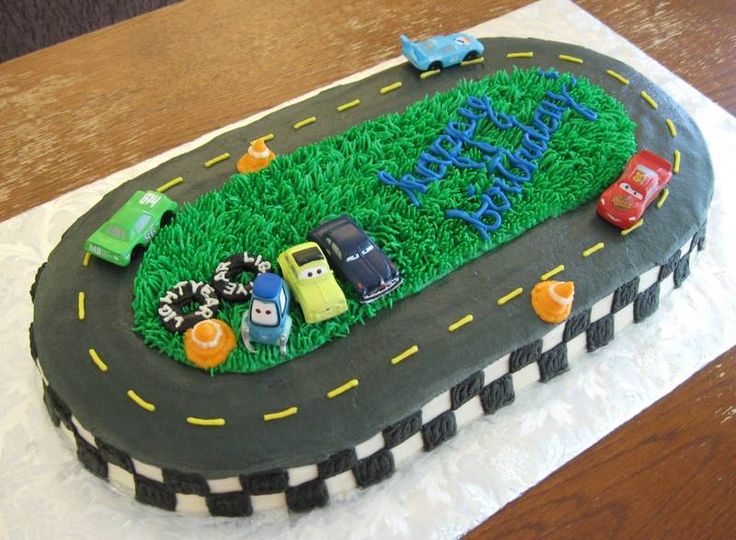 Lightning McQueen Race Track Cake