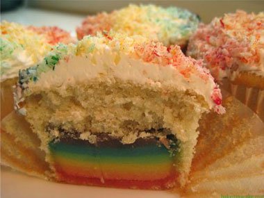 Marzipan Rainbow Cupcakes