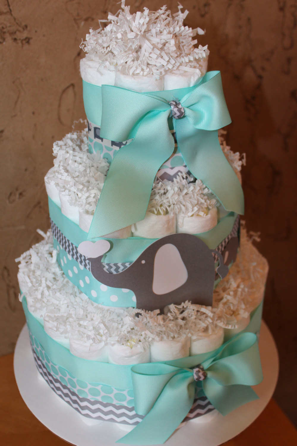 Mint Green Elephant Diaper Cakes