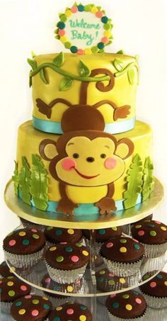 Monkey Baby Shower Cake