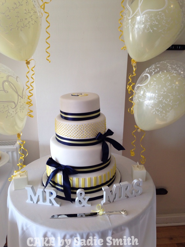 Navy and Yellow Wedding Cake