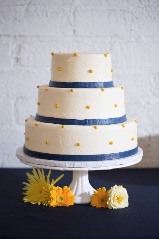 Navy and Yellow Wedding Cake