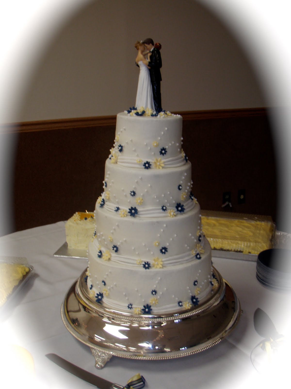 Navy and Yellow Wedding Cake