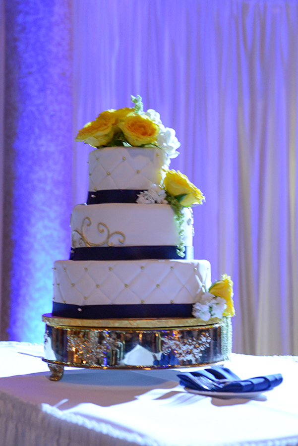 Navy and Yellow Wedding Cake