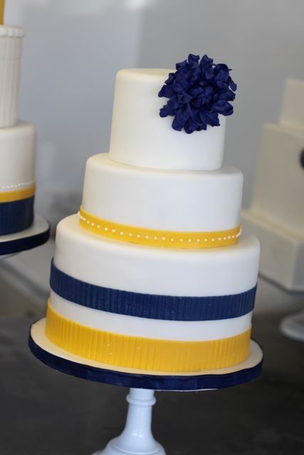 Navy Blue and Yellow Wedding Cake