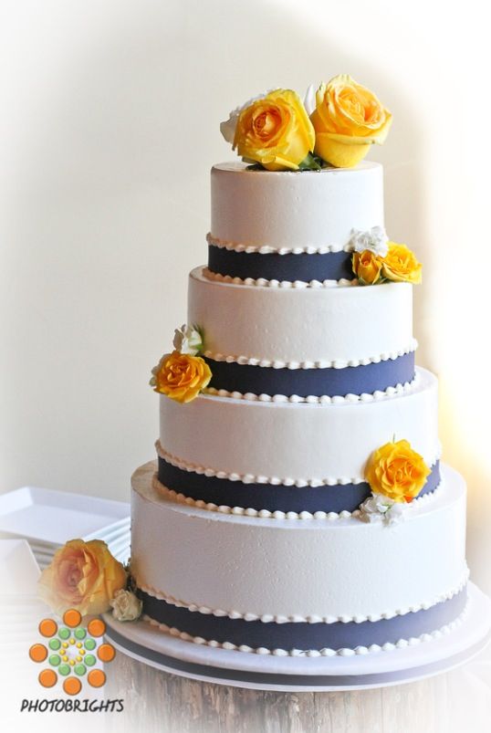 Navy Blue and Yellow Wedding Cake