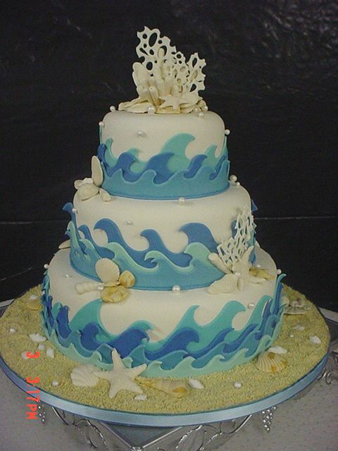 Ocean Beach Theme Wedding Cake