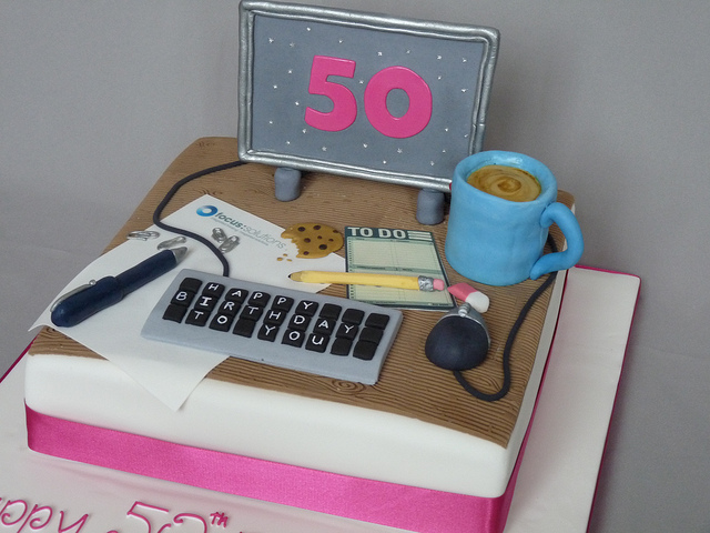 Office Retirement Cake Desk