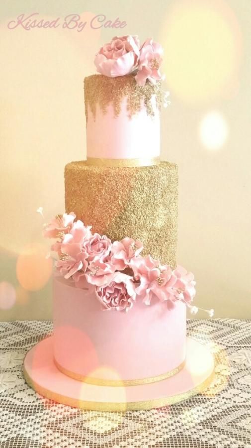 Pink and Gold Glitter Cake