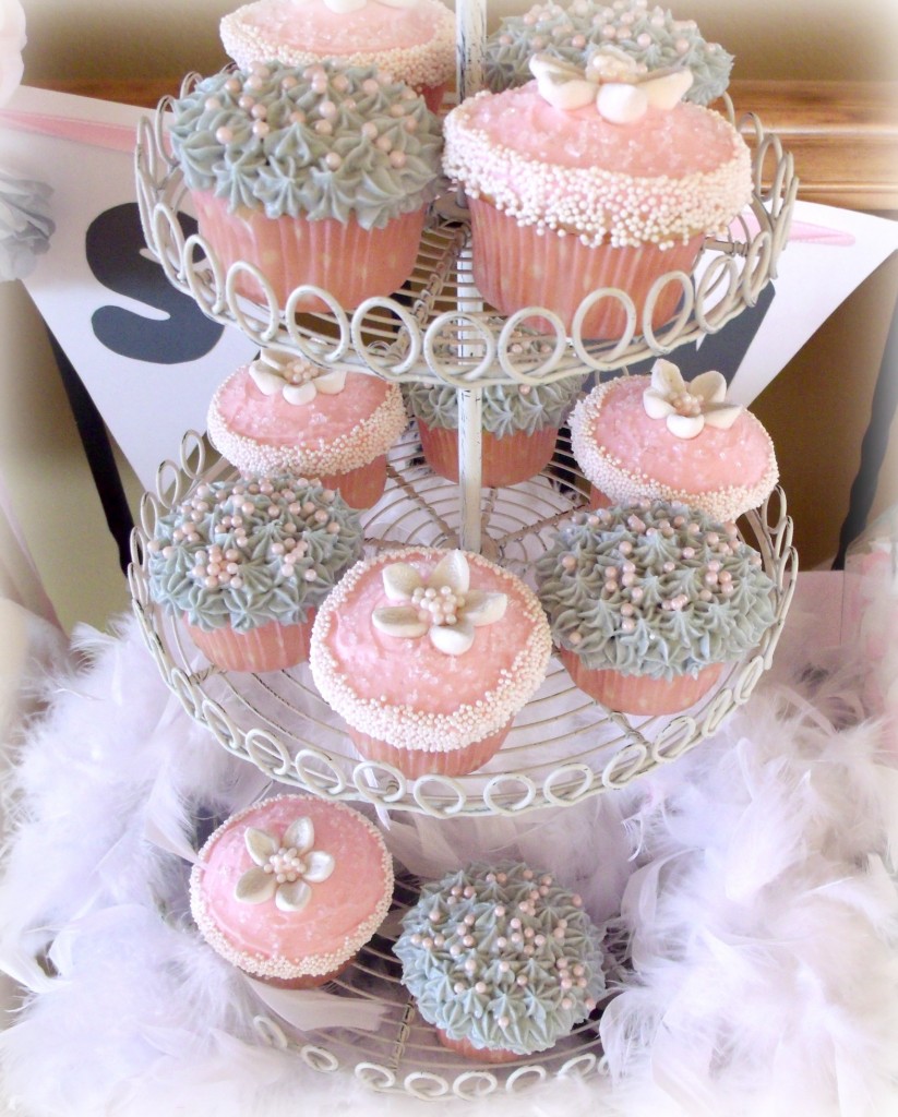Pink and Gray Baby Shower Cupcakes