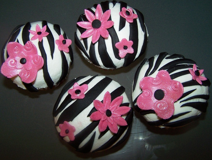 Pink Zebra Print Cupcake