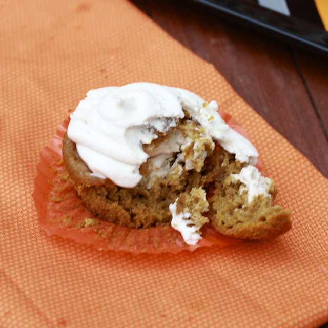 Pumpkin Cupcakes with Cream Cheese Filling