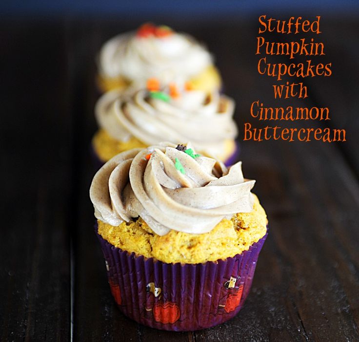 Pumpkin Cupcakes with Cream Cheese Filling