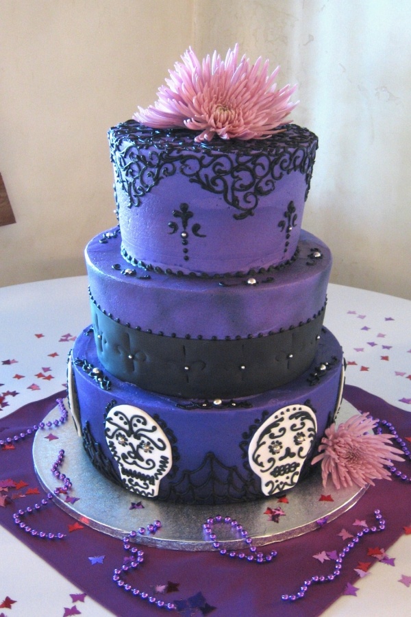 Purple and Black Gothic Wedding Cake