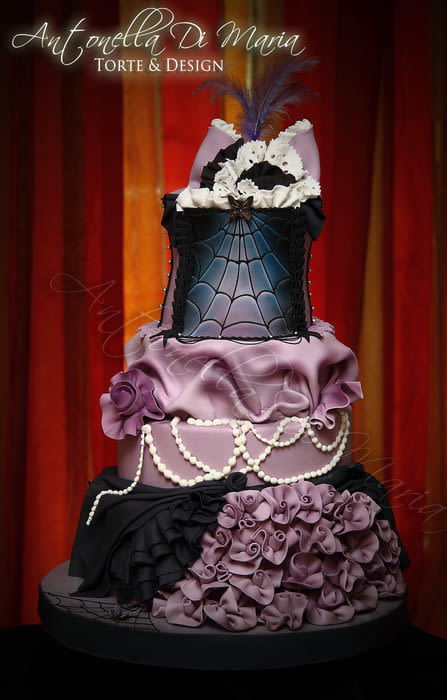 Purple and Black Gothic Wedding Cake