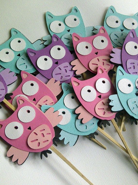 Purple Owl Cupcake Toppers