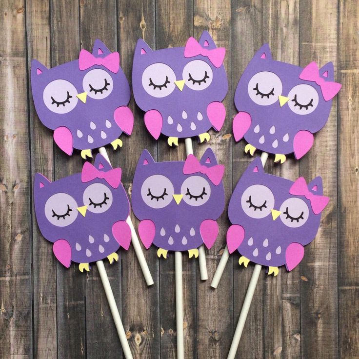 Purple Owl Cupcake Toppers
