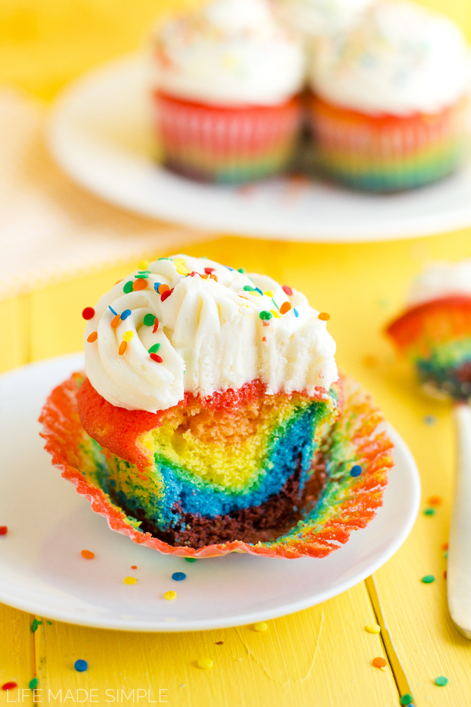 Rainbow Cupcakes with Vanilla Buttercream