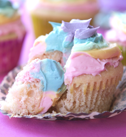 Rainbow Cupcakes with Vanilla Frosting