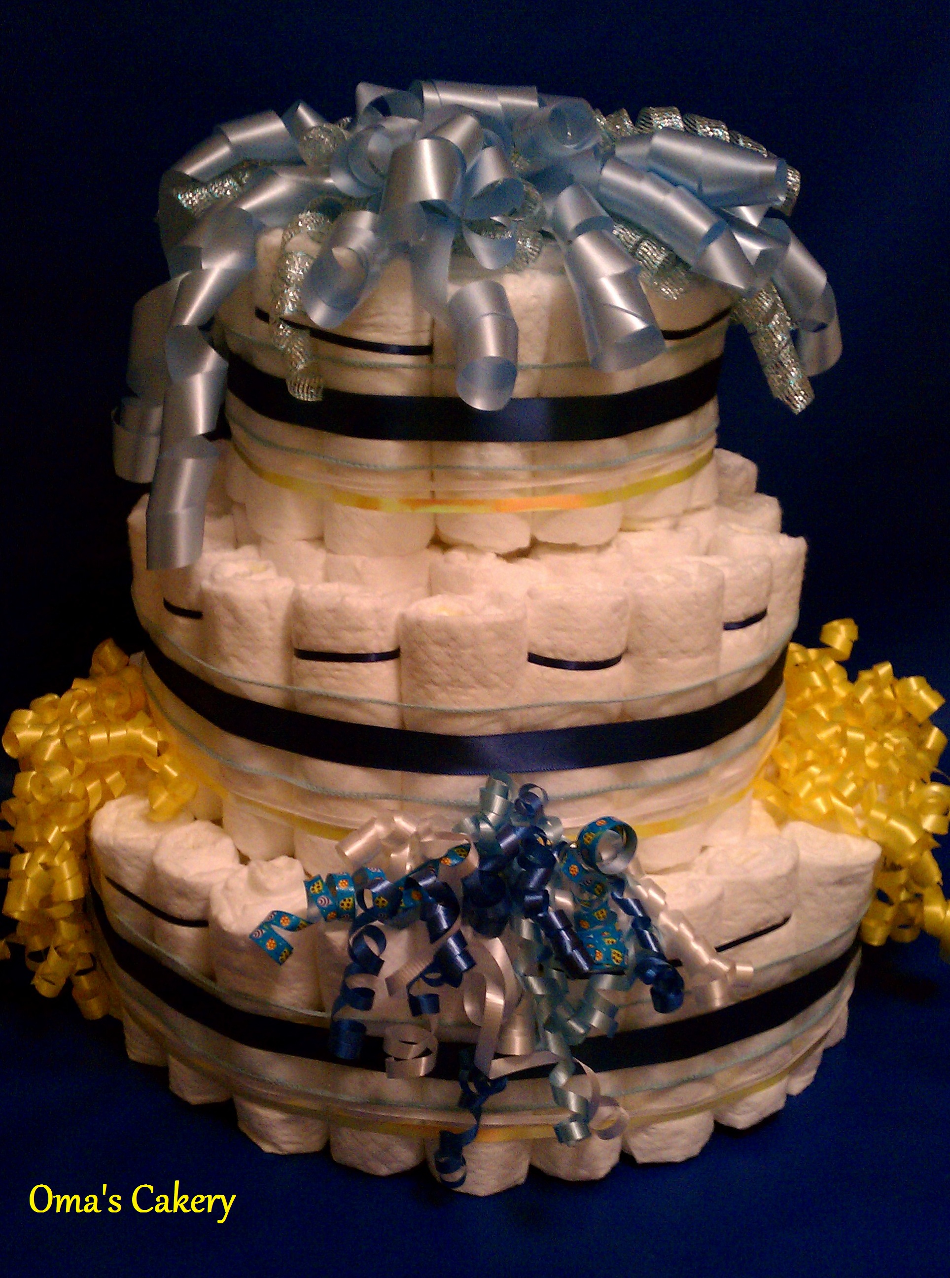 Royal Blue Baby Shower Diaper Cake