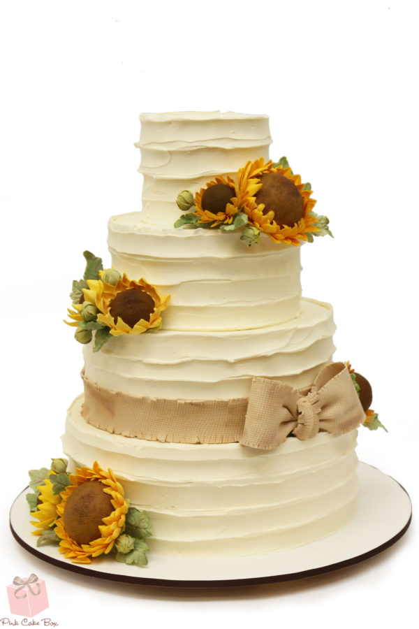 Rustic Sunflower Wedding Cake
