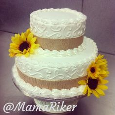 Simple 2 Tier Sunflower Wedding Cakes