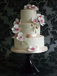 Simple Orchid Wedding Cakes Simple Orchid Wedding Cakes