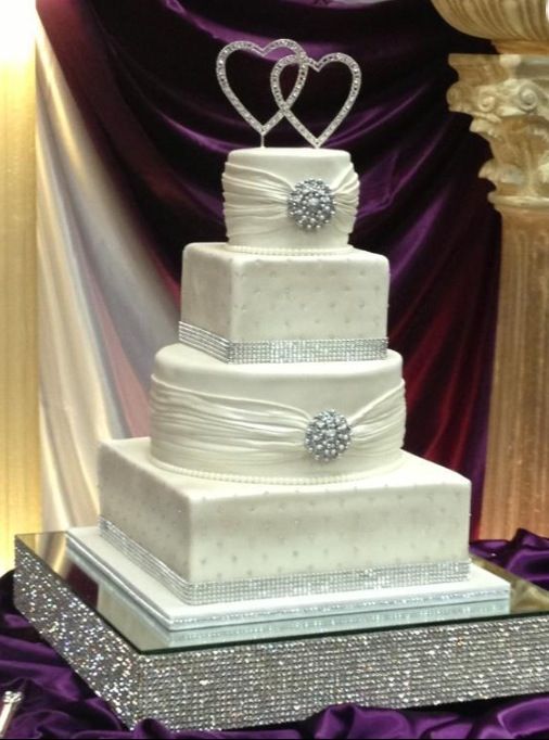 Square Wedding Cakes with Bling