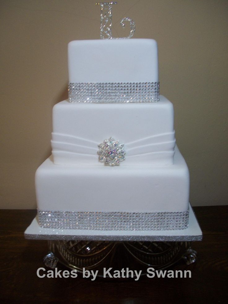 Square Wedding Cakes with Bling