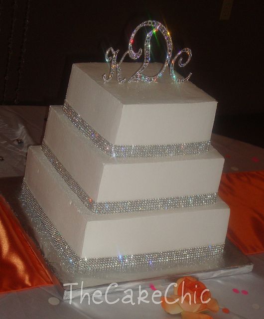 Square Wedding Cakes with Bling Square Wedding Cakes with Bling