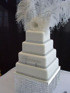 Square Wedding Cakes with Bling