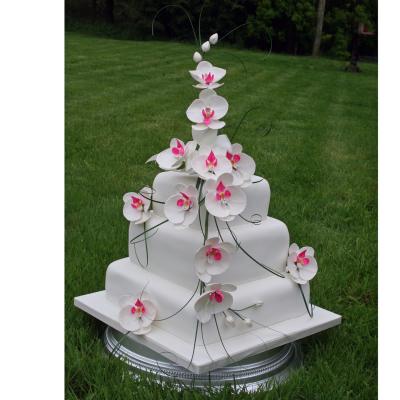 Square Wedding Cakes with Orchids