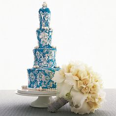 Tiffany Blue and Silver Wedding Cake