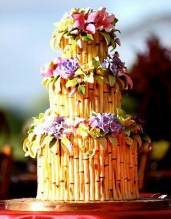 Tropical Bamboo Wedding Cake