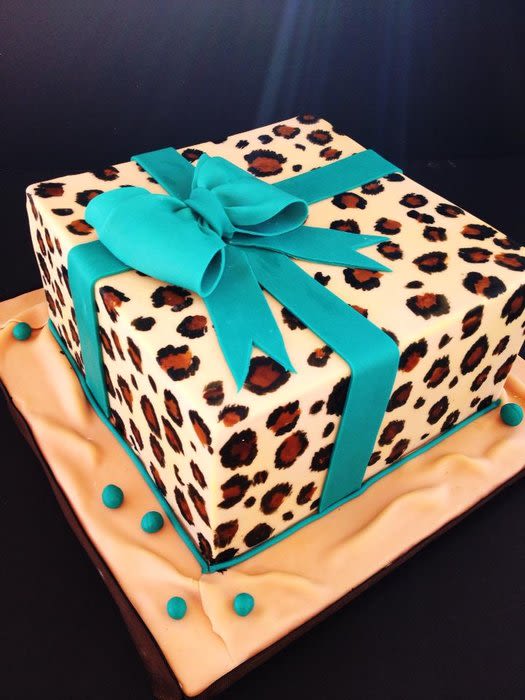 Turquoise Leopard Print Cake