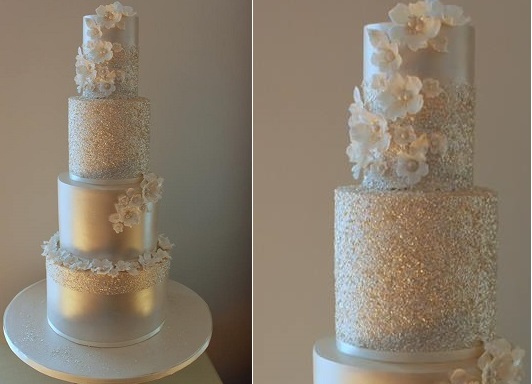 Wedding Cake with Gold Glitter