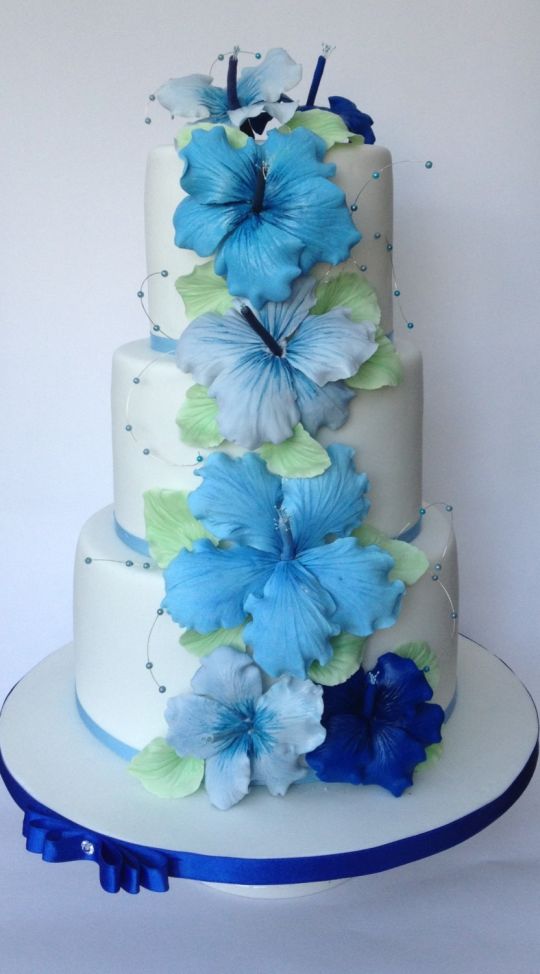 Wedding Cake with Hibiscus Flowers