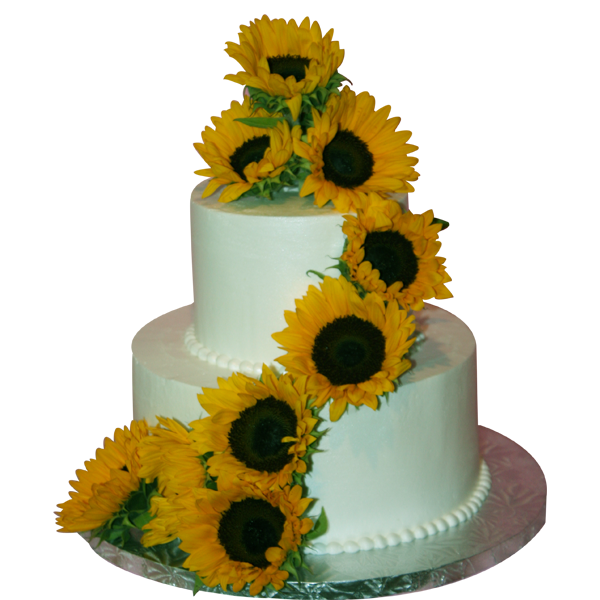 Wedding Cake with Sunflowers